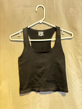 Black Ribbed Tank Top - Women